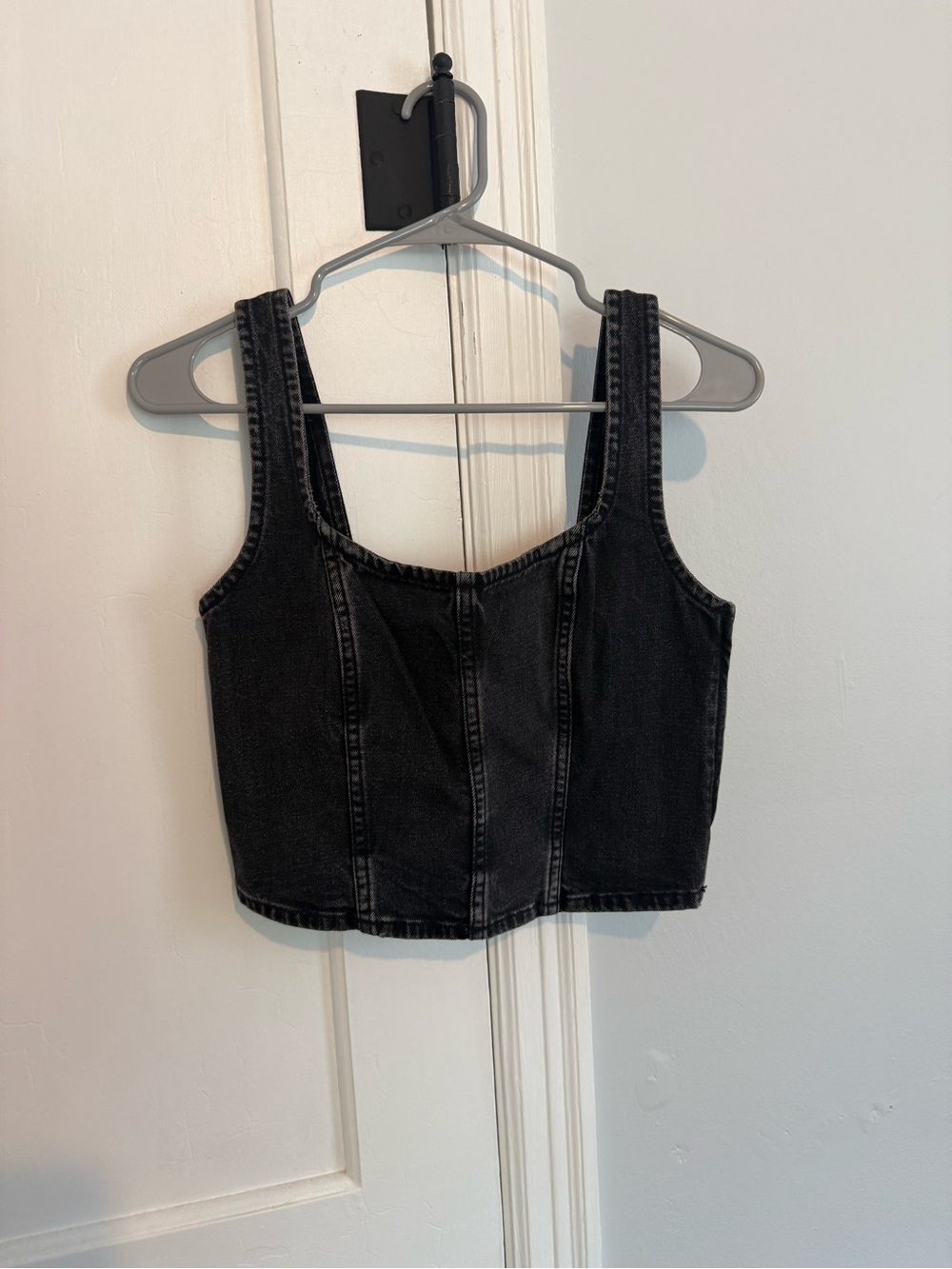 Abercrombie & Fitch Black Denim Cropped Tank